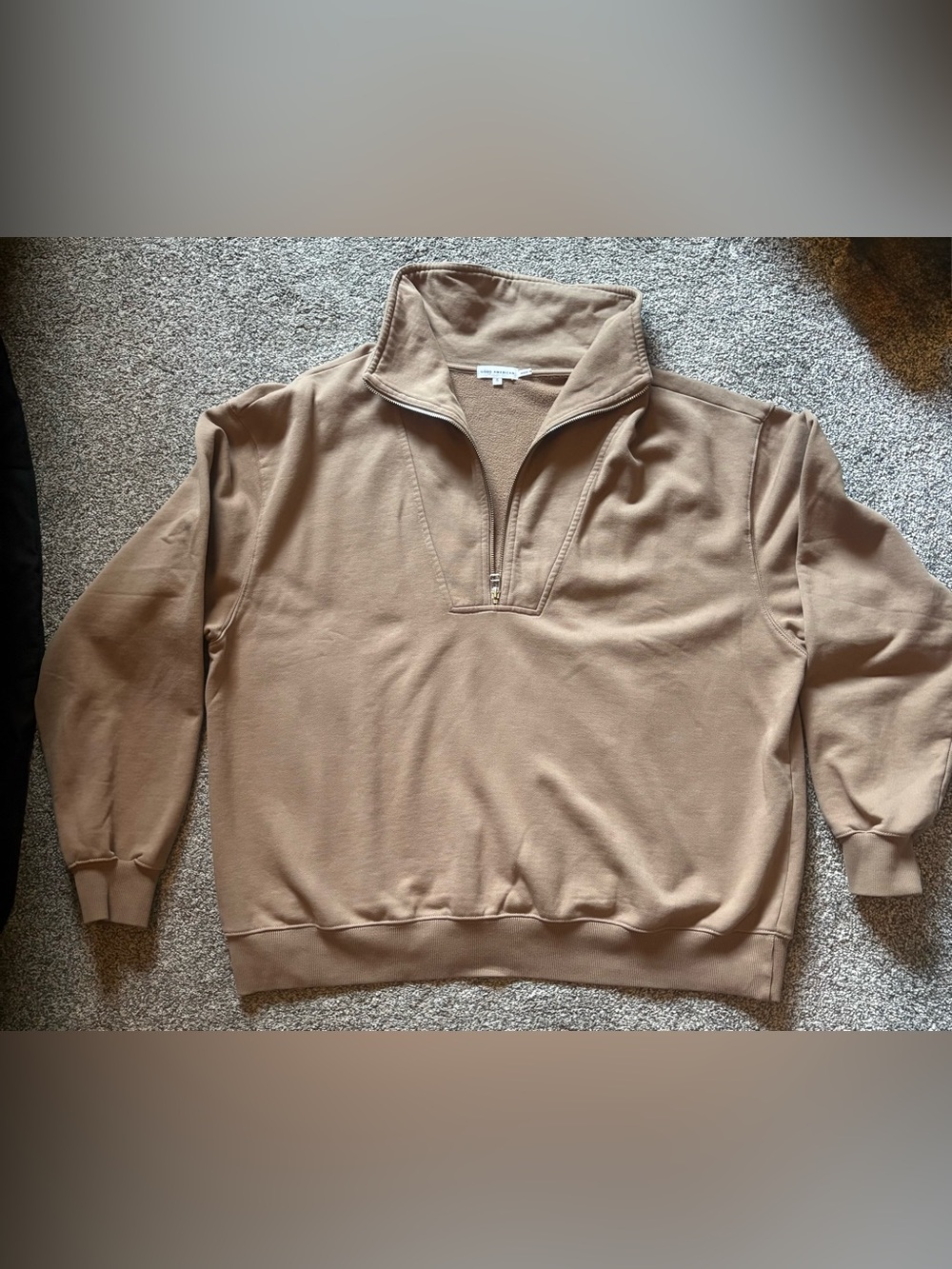Good American Women's Zip-Neck Sweatshirt in Tan, size 5